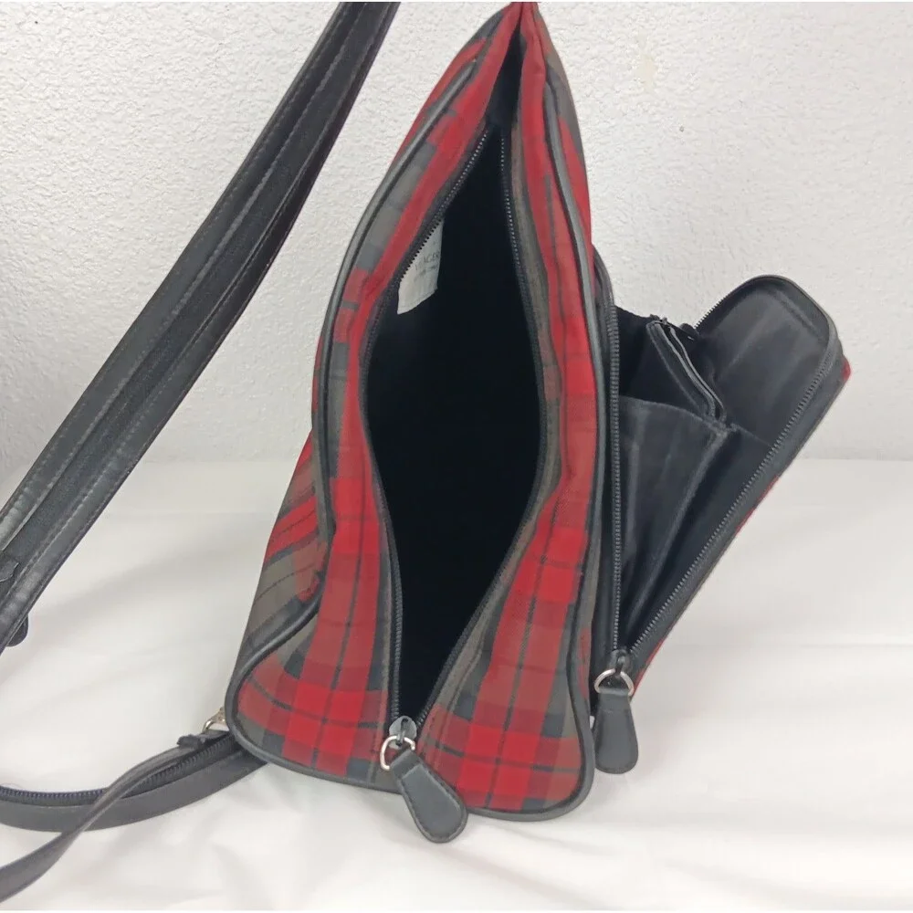 Villager by Liz Claiborne Vintage 90s Y2K Red Tartan Plaid Multiway Backpack